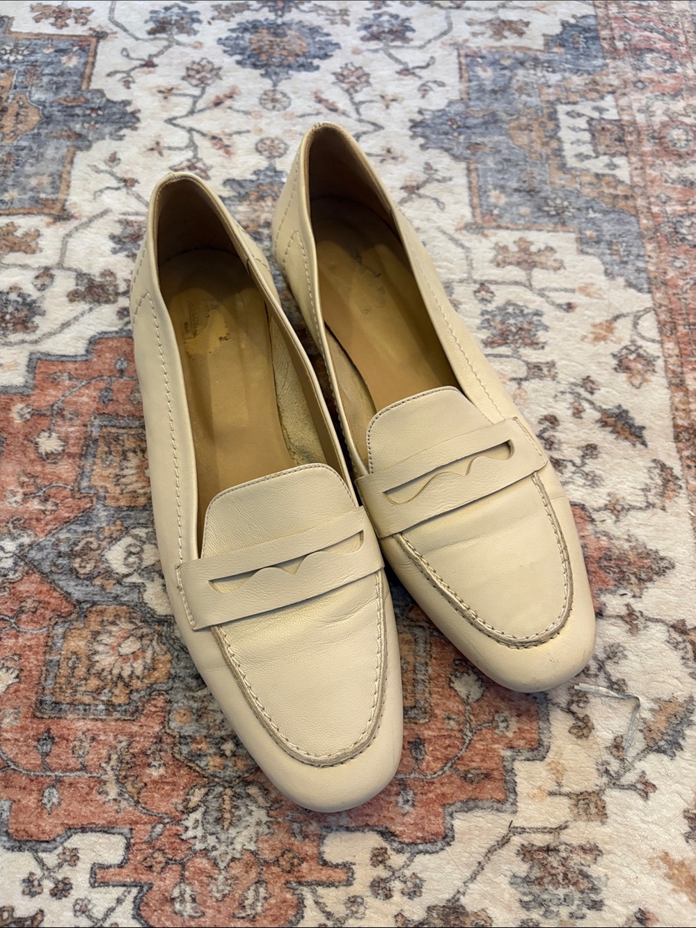 Coach Women's Leather Penny Loafers in Beige Cream
